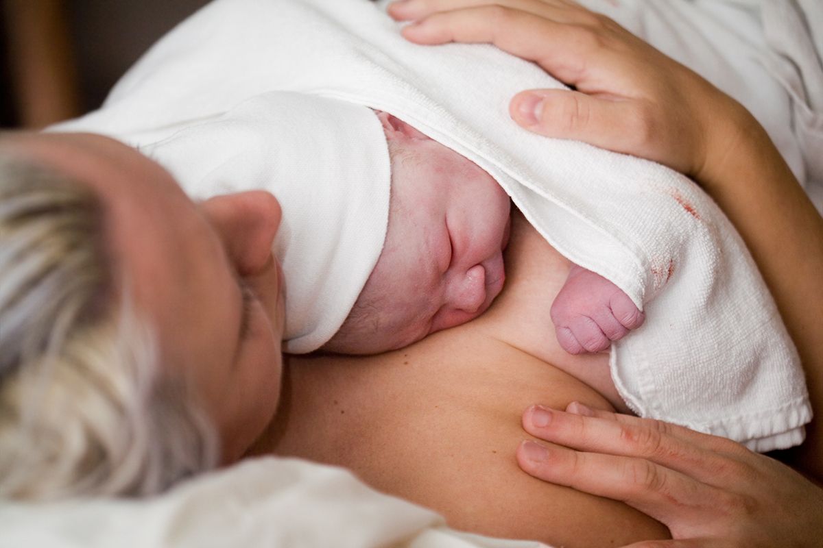 Newborn baby and mum
