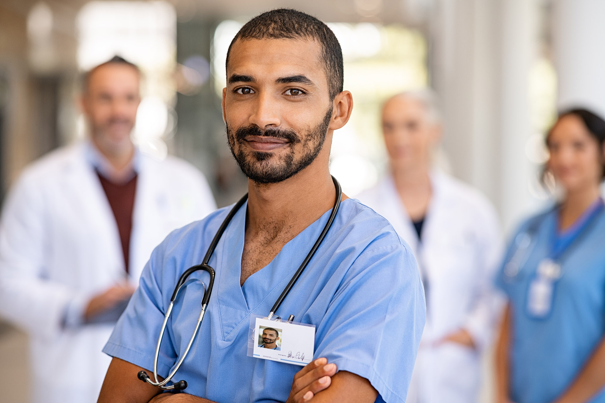 Gently smiling young nurse