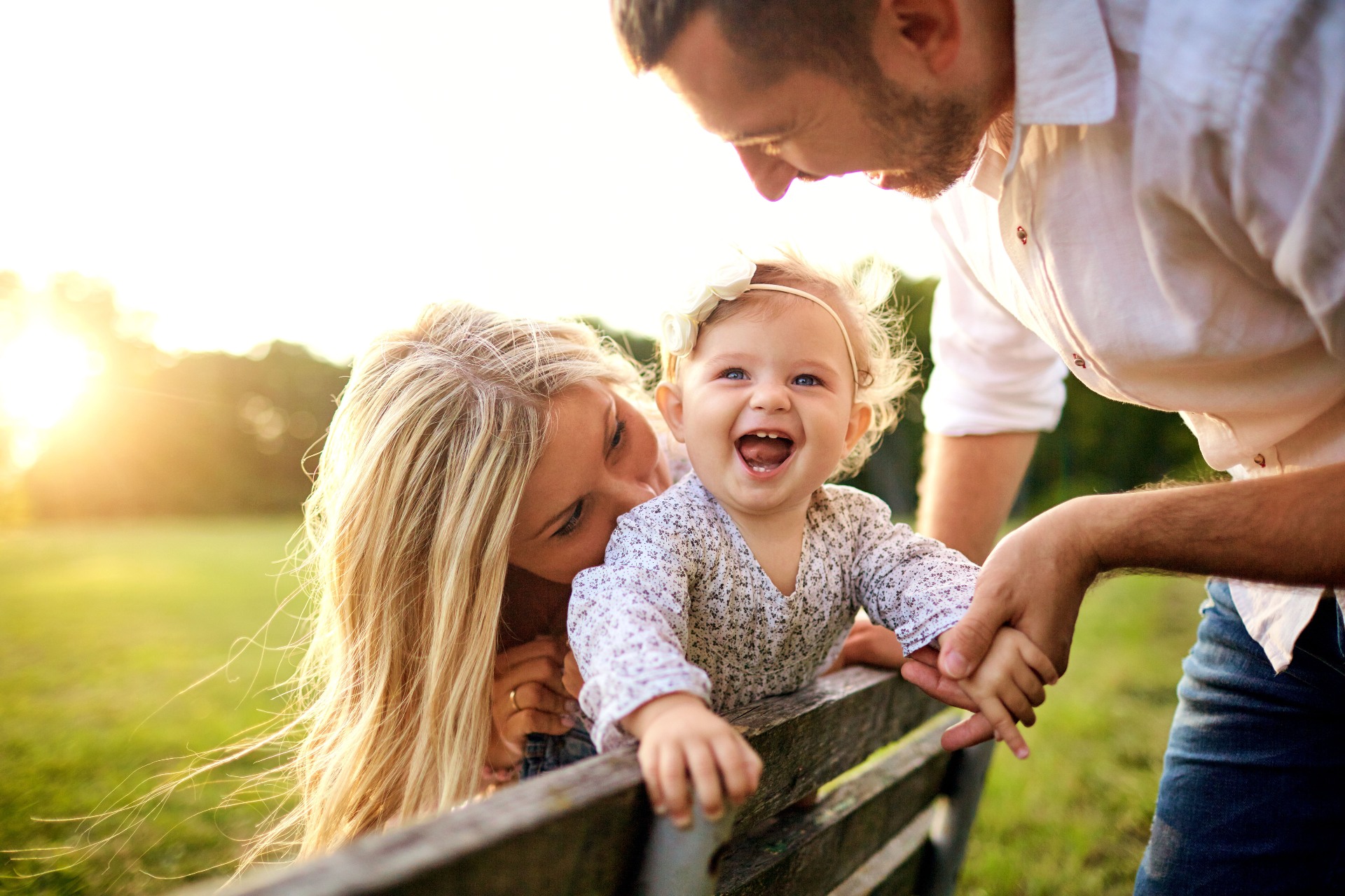 Young family enjoying a park together